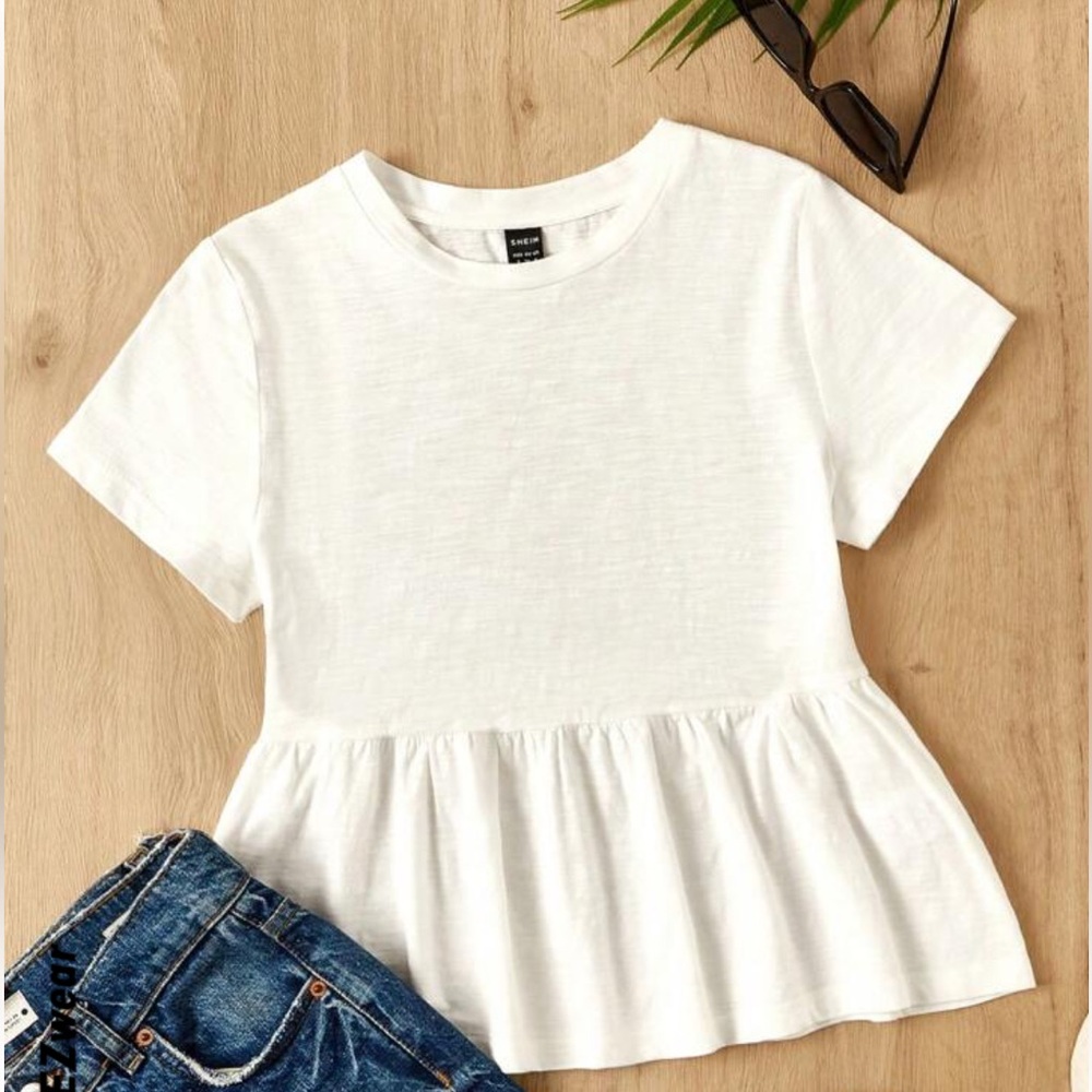 White Peplum Top